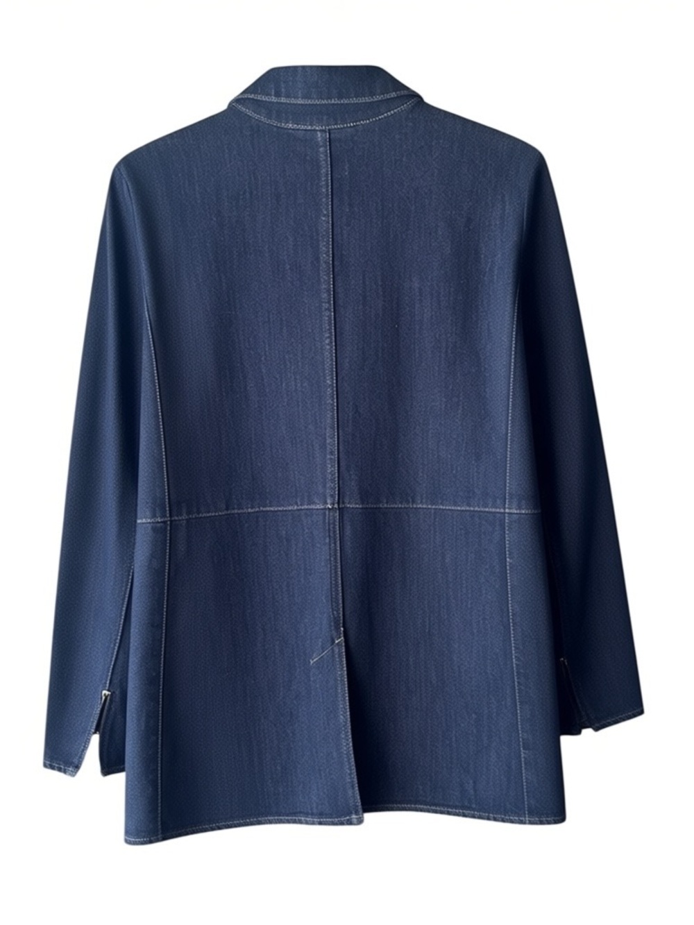 Chico's Denim Blazer Womens Size 8 Dark Wash Jean Jacket Coat - Picture 5 of 11